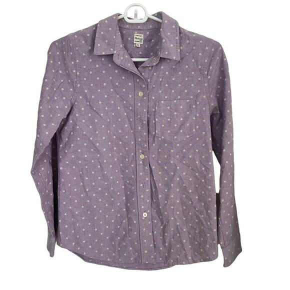 Madewell Purple Polka Dot Long Sleeve Button Down Sz XS - Picture 1 of 7